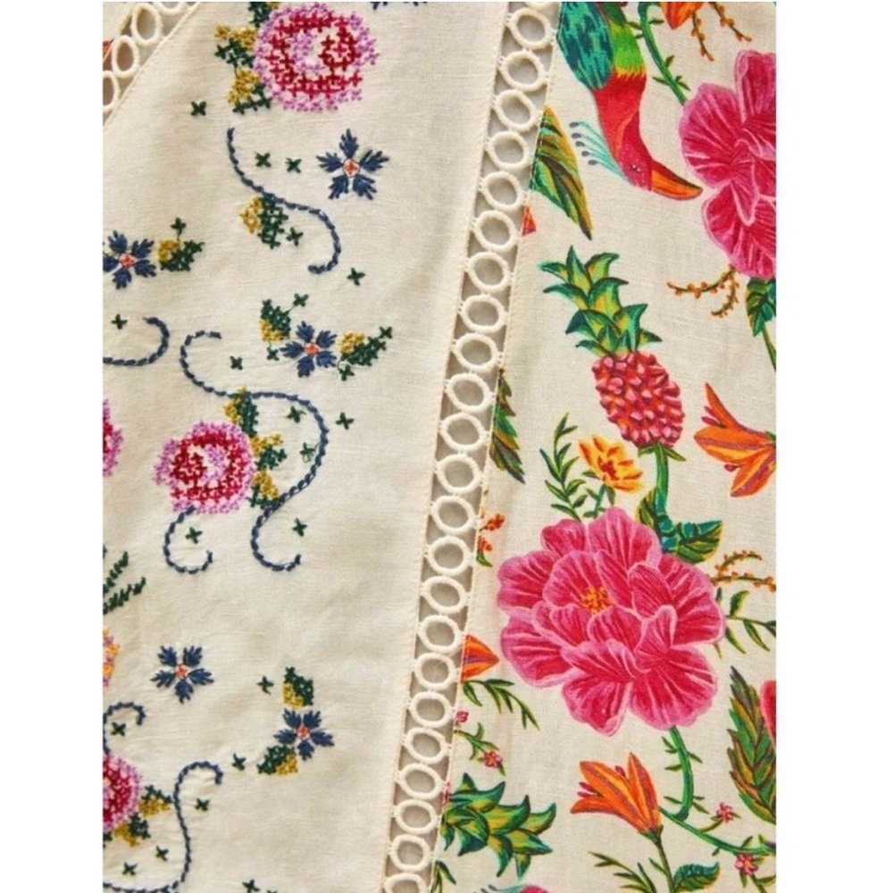 NWT FARM RIO Toucans Garden Flowy One Shoulder Embroidered Floral Dress Small - Picture 3 of 14